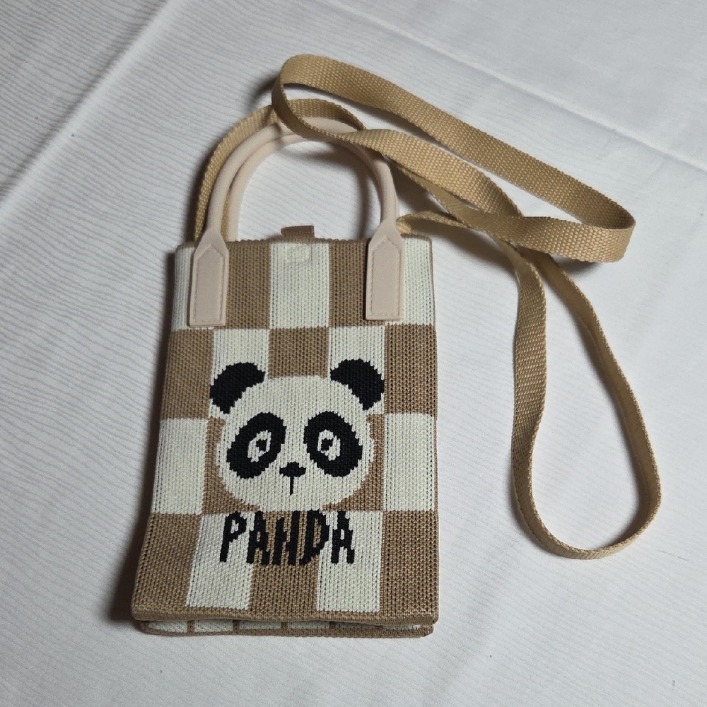 Panda Checkered Crossbody Bag